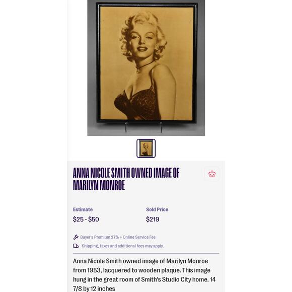 1970s Marilyn Monroe (1953 Image) Lacquered Wooden Plaque 14 7/8 Inch x 12 Inch - Picture 5 of 10